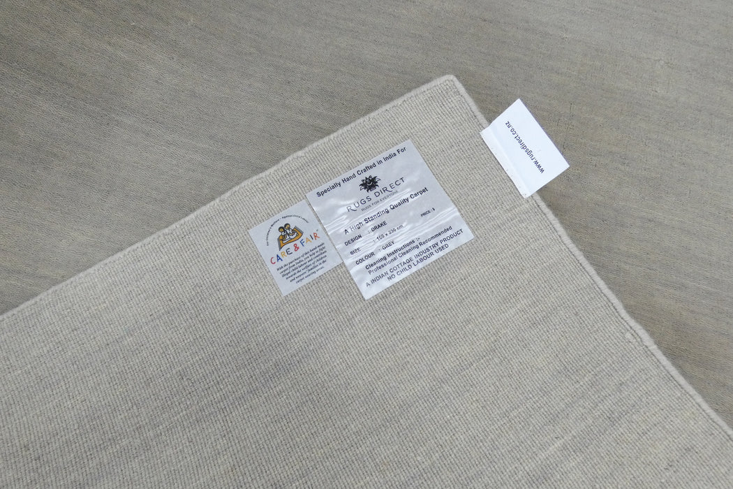 Drake Grey – Plain Handmade Wool Rug Rugs Direct NZ