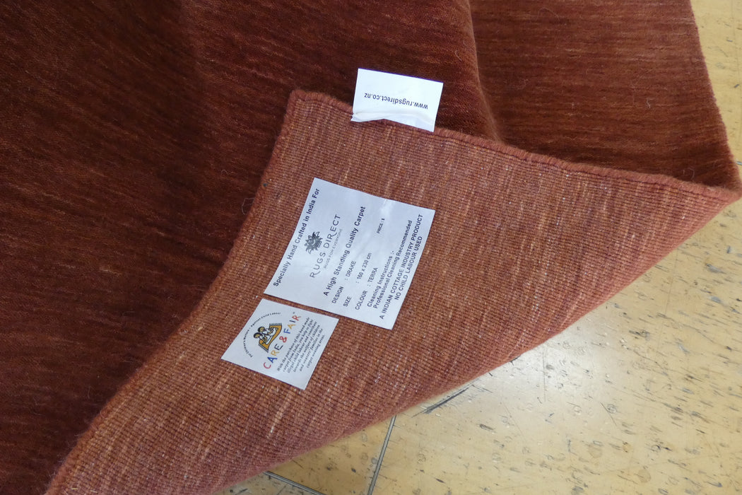 Drake Terra handmade terracotta wool rug from India- Rugs Direct NZ