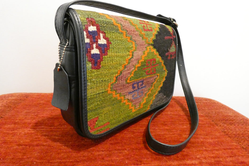 One-of-a-Kind Turkish Kilim Leather Crossbody Bag "Duru"- Rugs Direct 