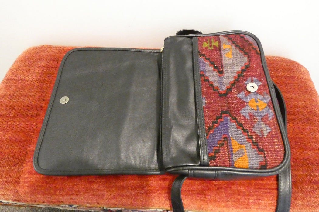 One-of-a-Kind Turkish Kilim Leather Crossbody Bag "Duru"- Rugs Direct 