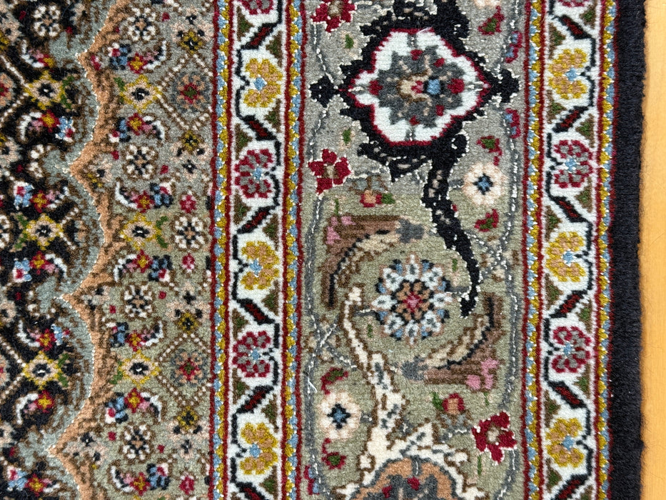 Persian Hand Knotted Tabriz Wool and Silk Mahi Design Rug- Rugs Direct 
