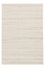 A rectangular area rug with a textured, woven jute-like surface in a warm off-white or cream tone, accented by subtle horizontal lines of dark gray and black threads.