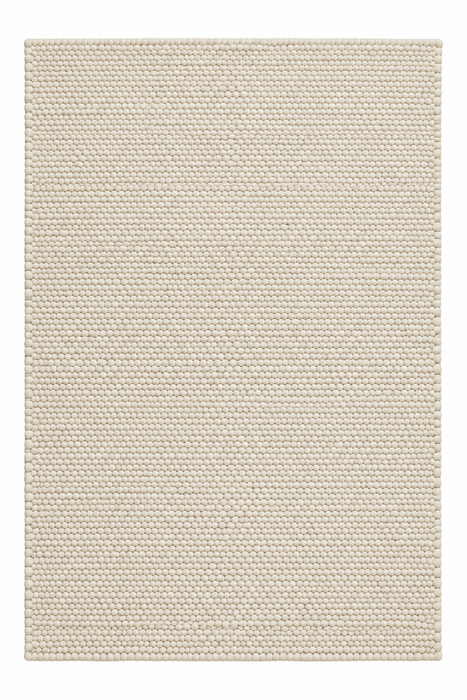 A rectangular woven area rug in a warm cream or beige color, shown flat against a white background.