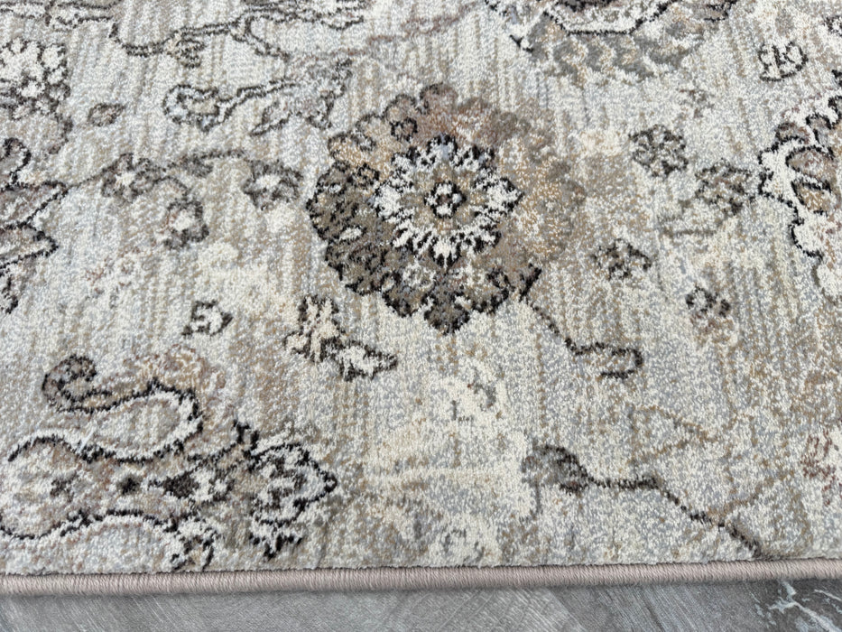 Traditional Distressed Floral Pattern Argentum Hallway Runner Size: 67cm wide x Cut to order
