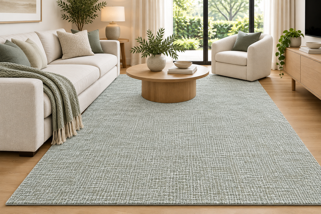 Flute Collection – Sage mist Handmade Wool Rug