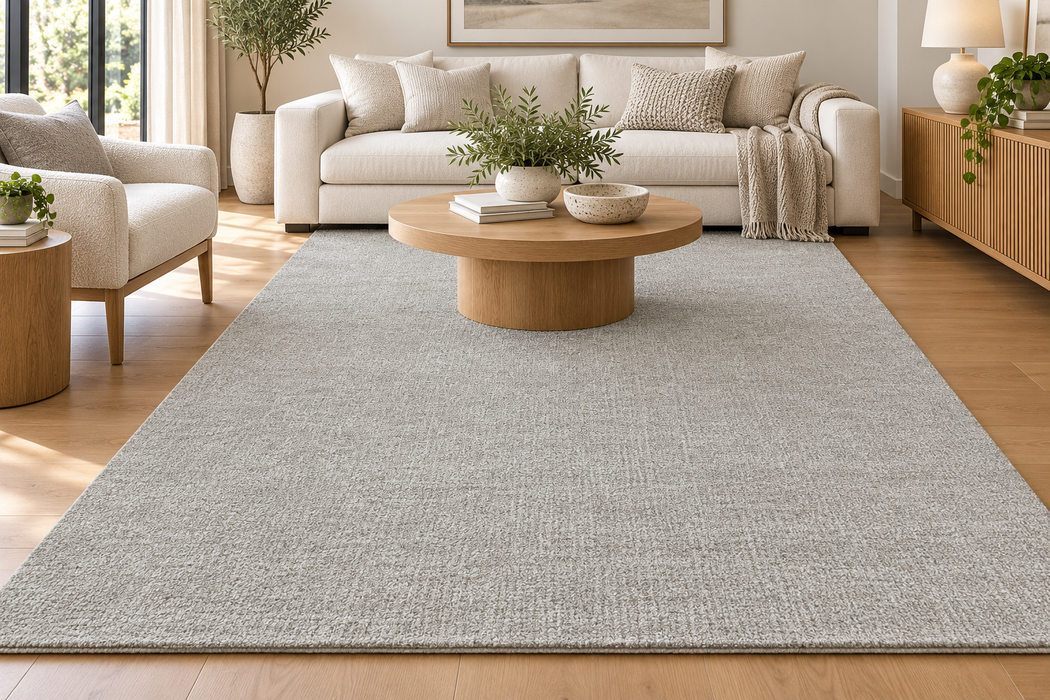 Flute Collection – Sandy Grey Handmade Wool Rug