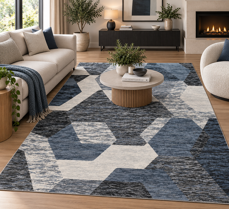 Geometric Design Argentum Rug Size: 160 x 230cm- Rugs Direct NZ