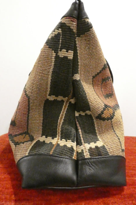 One-of-a-Kind Anatolian Kilim Leather Travel Bag "Gulan"- Rugs Direct 