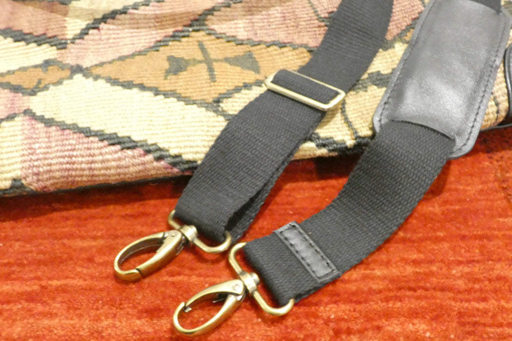 One-of-a-Kind Anatolian Kilim Leather Travel Bag "Gulan"- Rugs Direct 