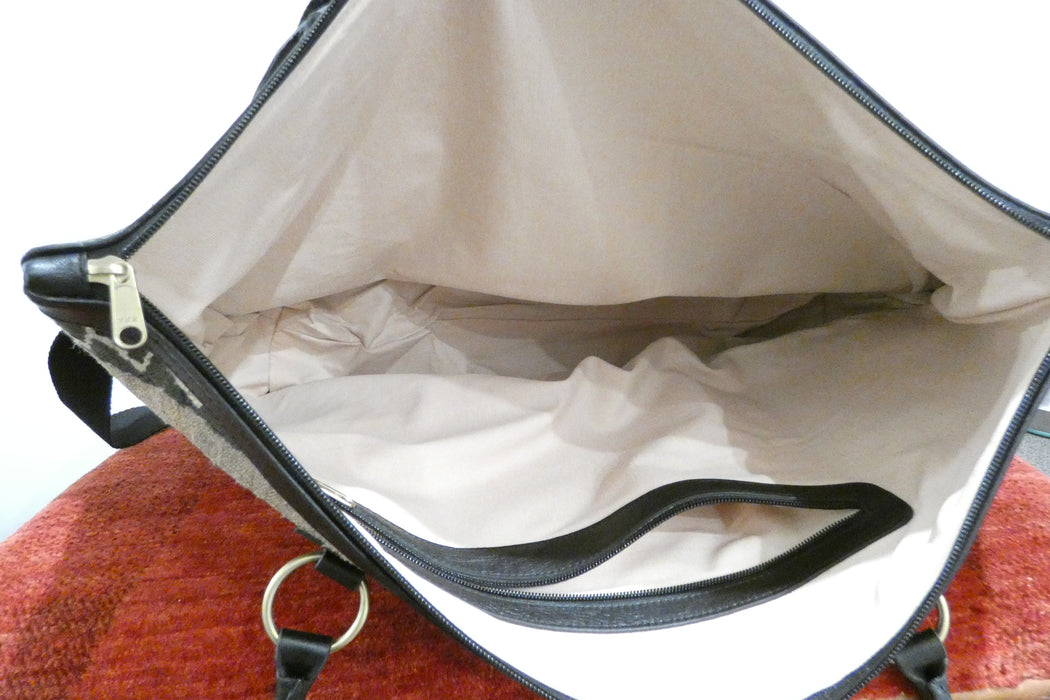 One-of-a-Kind Anatolian Kilim Leather Travel Bag "Gulan"- Rugs Direct 