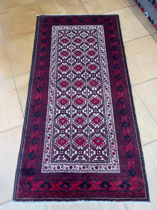 Persian Hand Knotted "Semi Antique" Baluchi Rug Size: 188 x 93cm