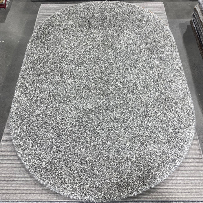Twilight Pearl Silver Ivory Mix Shaggy Oval Rug (39001-6699) Size: 200 x 290cm