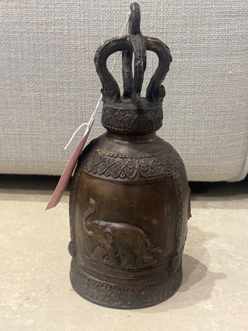 Antique Thai Bronze Temple Bell – Elephant Relief Design- Rugs Direct