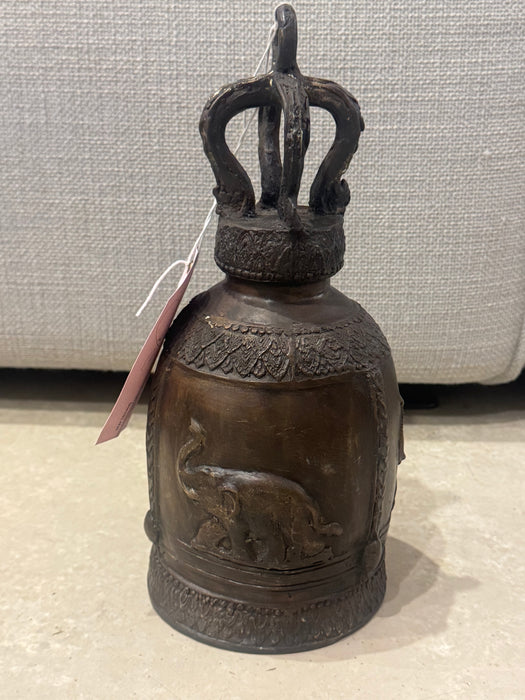 Antique Thai Bronze Temple Bell – Elephant Relief Design- Rugs Direct