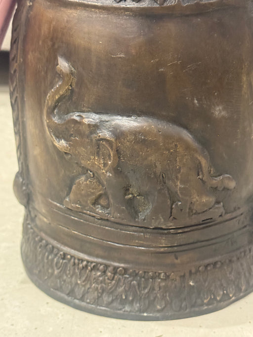 Antique Thai Bronze Temple Bell – Elephant Relief Design- Rugs Direct