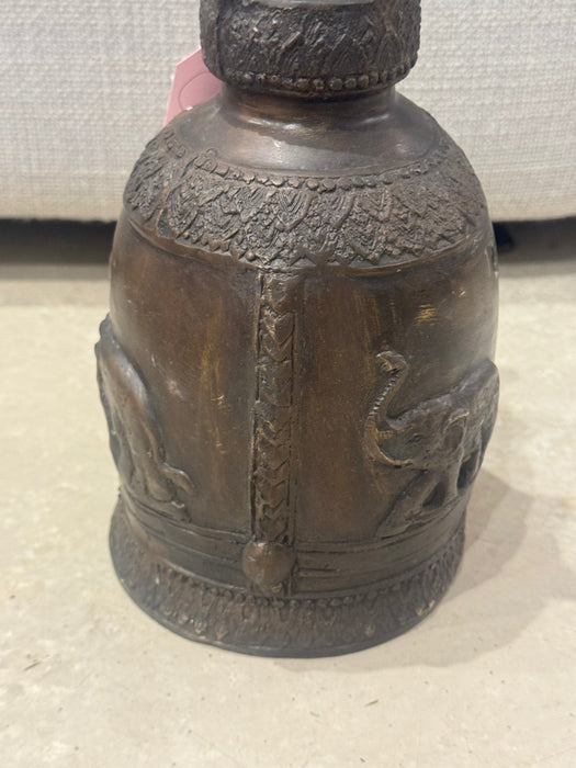 Antique Thai Bronze Temple Bell – Elephant Relief Design- Rugs Direct