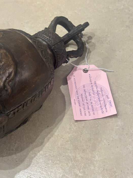 Antique Thai Bronze Temple Bell – Elephant Relief Design- Rugs Direct