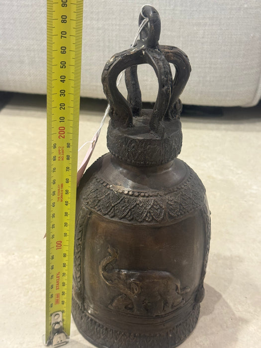 Antique Thai Bronze Temple Bell – Elephant Relief Design- Rugs Direct