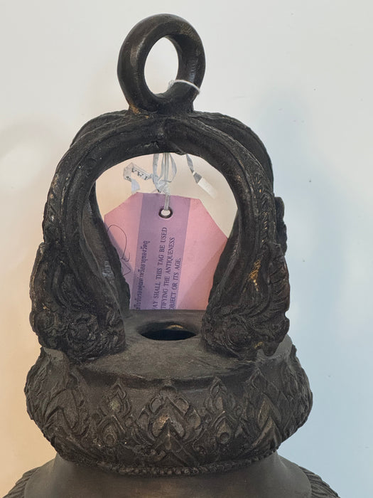 Antique Thai Bronze Temple Bell – Hand-Cast with Celestial Deity Reliefs- Rugs Direct 