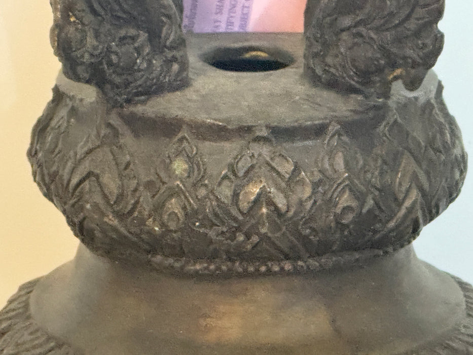 Antique Thai Bronze Temple Bell – Hand-Cast with Celestial Deity Reliefs- Rugs Direct 