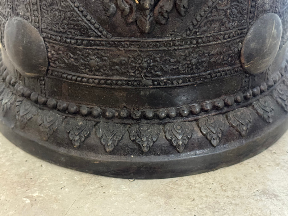 Antique Thai Bronze Temple Bell – Hand-Cast with Celestial Deity Reliefs- Rugs Direct 