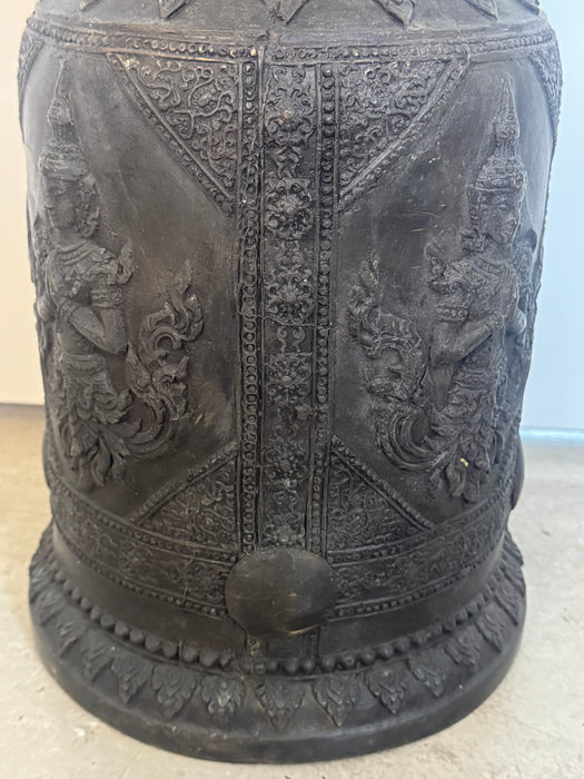 Antique Thai Bronze Temple Bell – Hand-Cast with Celestial Deity Reliefs- Rugs Direct 
