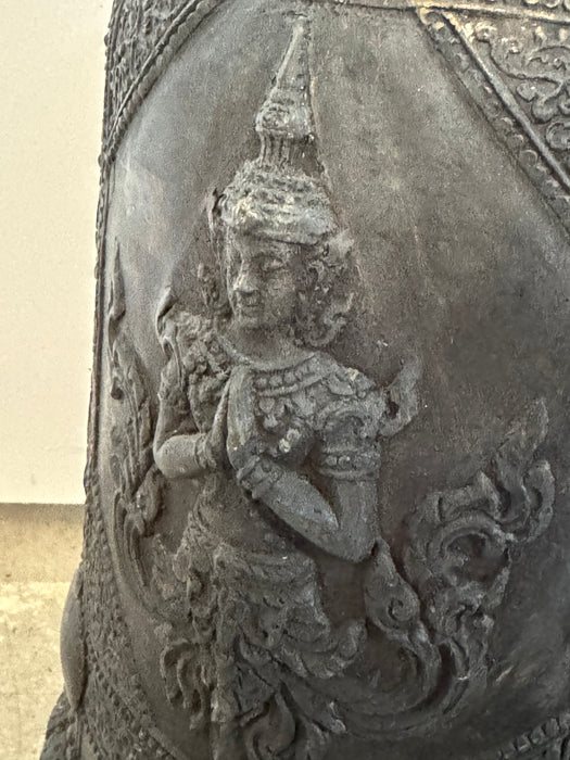 Antique Thai Bronze Temple Bell – Hand-Cast with Celestial Deity Reliefs- Rugs Direct 