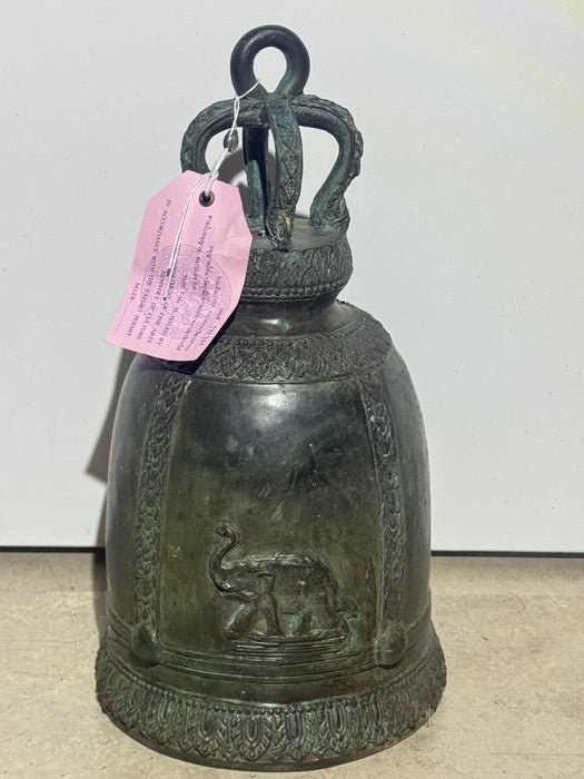 Antique Thai Bronze Temple Bell with Elephant Motif – Hand-Cast- Rugs Direct 