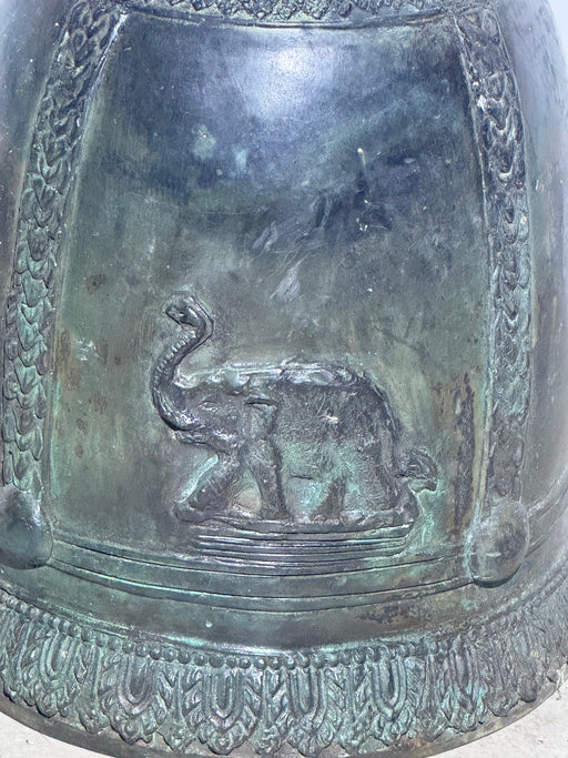 Antique Thai Bronze Temple Bell with Elephant Motif – Hand-Cast- Rugs Direct 