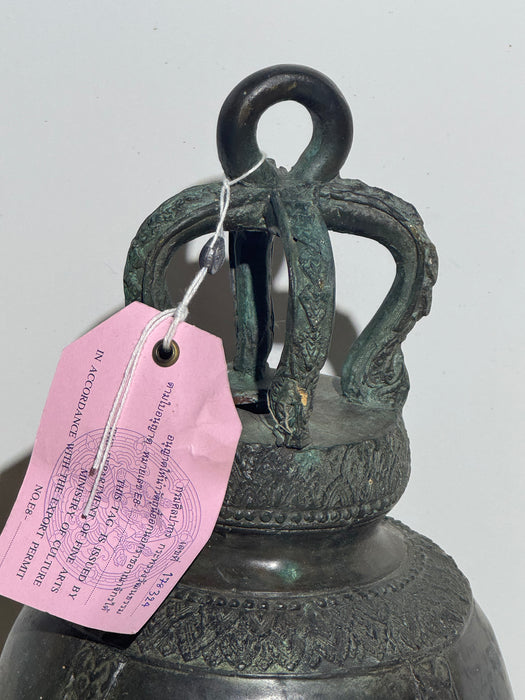 Antique Thai Bronze Temple Bell with Elephant Motif – Hand-Cast- Rugs Direct 