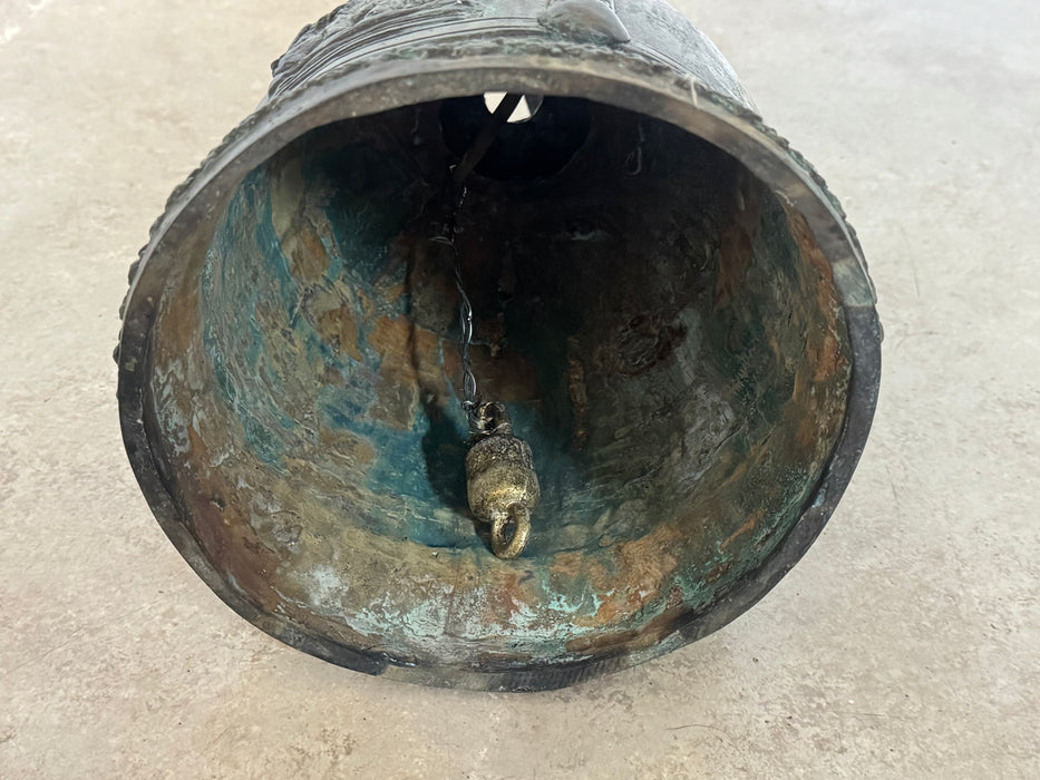 Antique Thai Bronze Temple Bell with Elephant Motif – Hand-Cast- Rugs Direct 