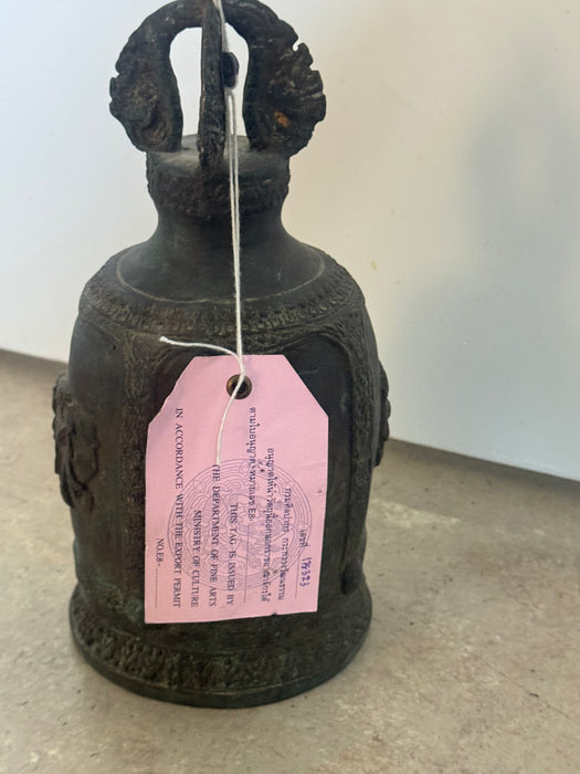 Antique Thai Bronze Temple Bell – Twin Elephant Relief Design- Rugs Direct 