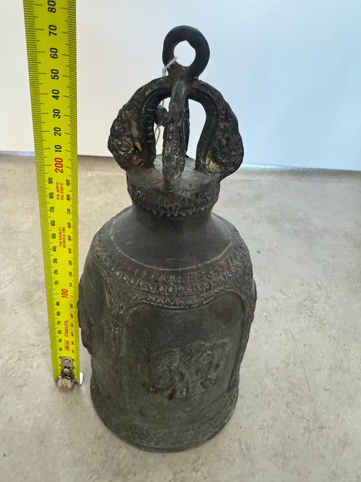 Antique Thai Bronze Temple Bell – Twin Elephant Relief Design- Rugs Direct 