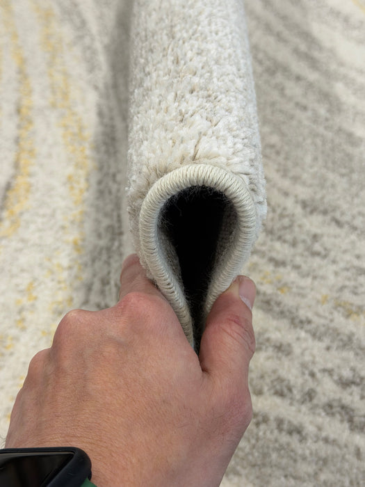 Modern Gold and Grey Marble Accent Rug (37166-6394)