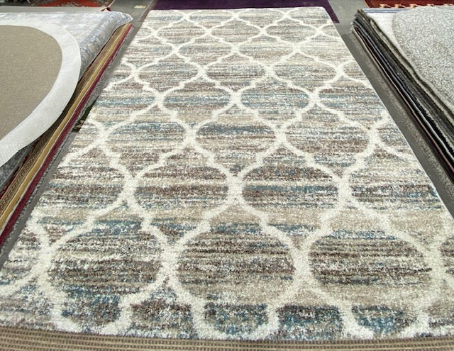 Distressed Trellis Design Mehari Shaggy Rug (23090-6959) Size: 240 x 305cm