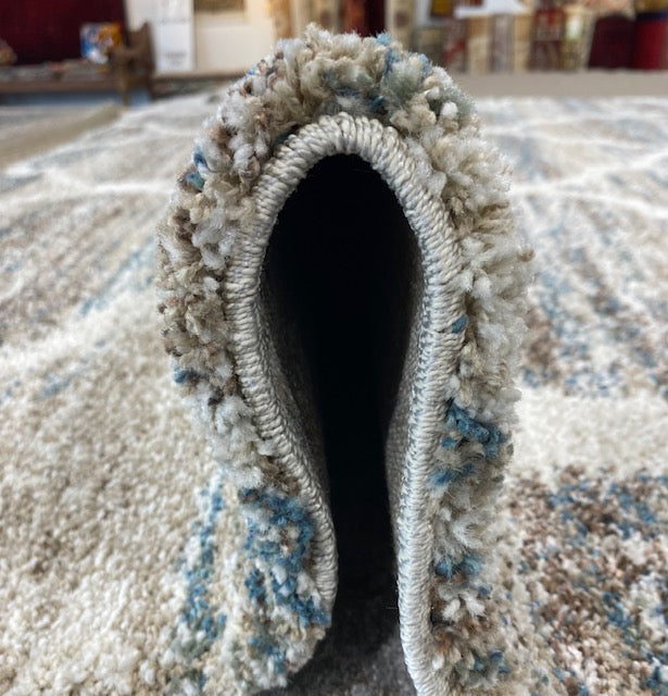 Distressed Trellis Design Mehari Shaggy Rug (23090-6959) Size: 240 x 305cm