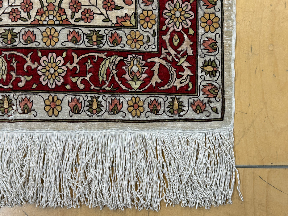 Authentic Persian Silk Hand-Knotted Wall Rug Size: 90 x 44cm - Rugs Direct