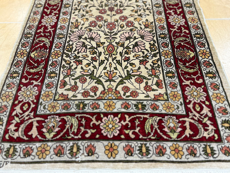 Authentic Persian Silk Hand-Knotted Wall Rug Size: 90 x 44cm - Rugs Direct