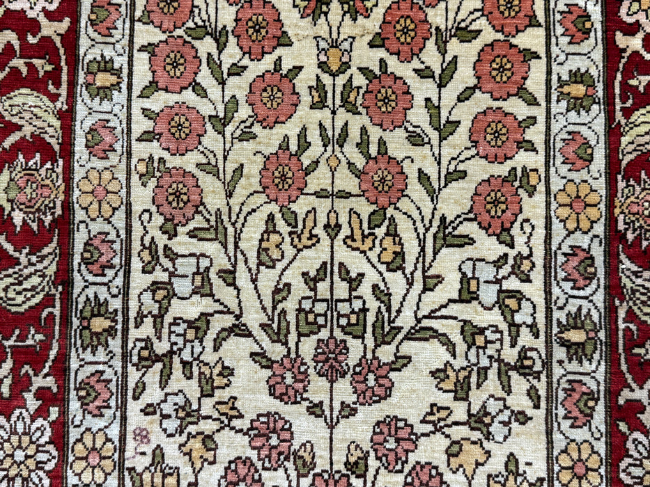Authentic Persian Silk Hand-Knotted Wall Rug Size: 90 x 44cm - Rugs Direct