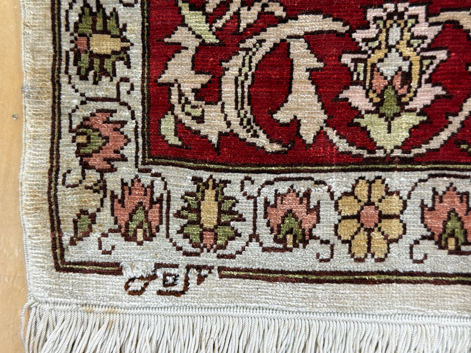 Authentic Persian Silk Hand-Knotted Wall Rug Size: 90 x 44cm - Rugs Direct