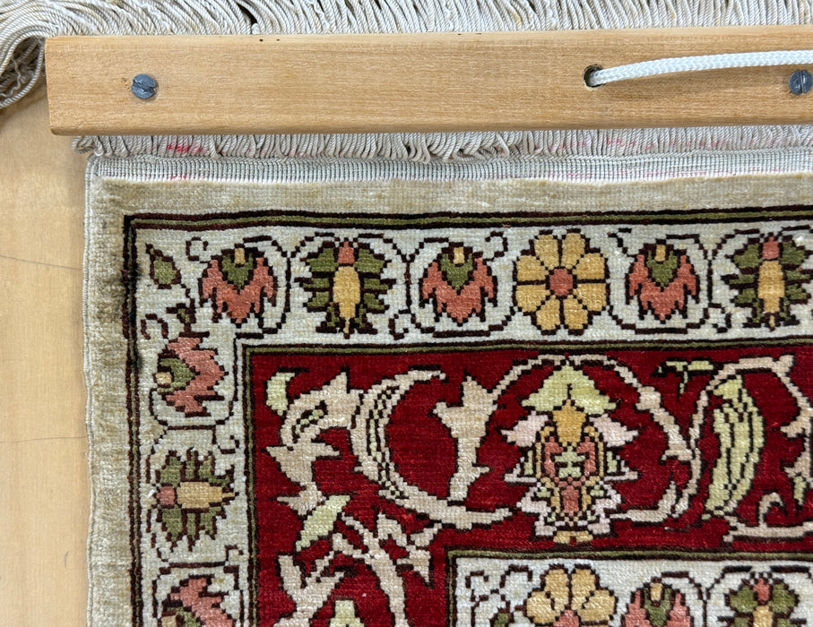 Authentic Persian Silk Hand-Knotted Wall Rug Size: 90 x 44cm - Rugs Direct