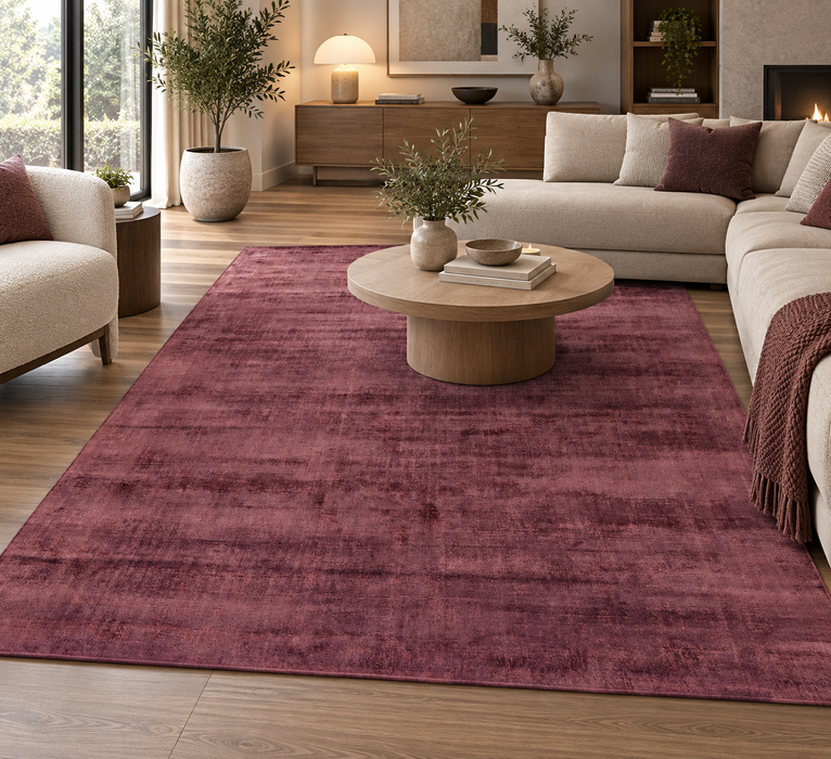 Jam Colour Hand Loomed Bamboo Silk Look Rug- Rugs Direct NZ
