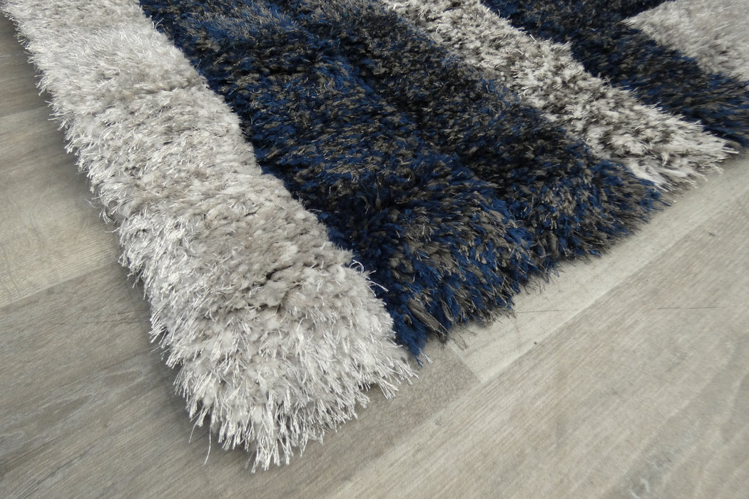 Modern Greek Key Textured California Shaggy Rug - Rugs Direct