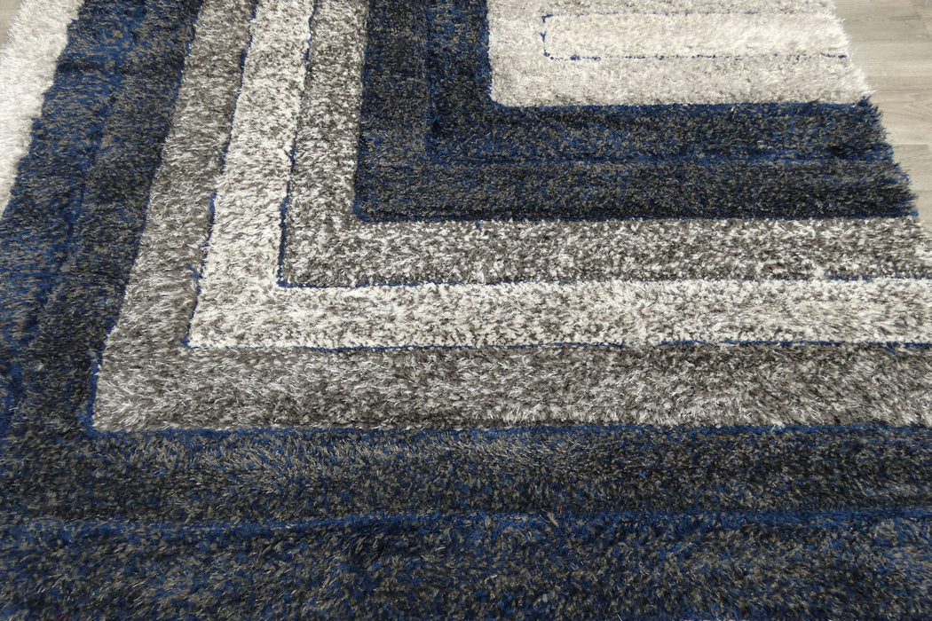Modern Greek Key Textured California Shaggy Rug - Rugs Direct