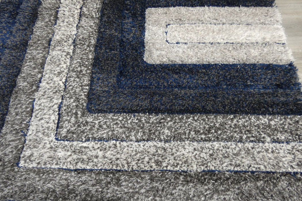Modern Greek Key Textured California Shaggy Rug - Rugs Direct