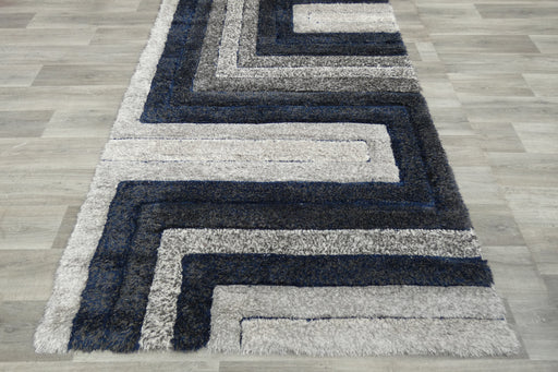 Modern Greek Key Textured California Shaggy Rug - Rugs Direct