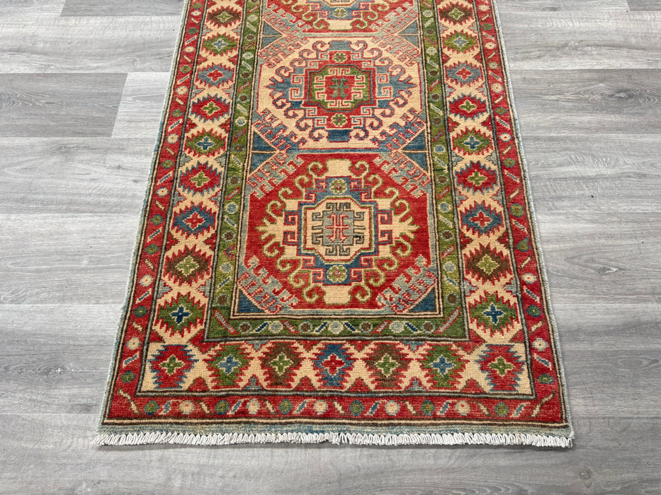 Afghan Hand Knotted Kazak Hallway Runner Size: 83 x 292cm- Rugs Direct 