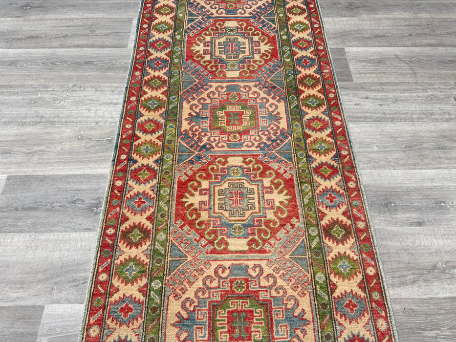 Afghan Hand Knotted Kazak Hallway Runner Size: 83 x 292cm- Rugs Direct 