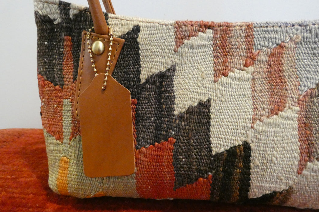 One-of-a-Kind Anatolian Kilim Leather Handbag "Bita"- Rugs direct