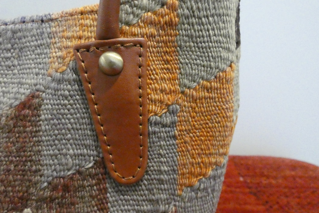 One-of-a-Kind Anatolian Kilim Leather Handbag "Bita"- Rugs direct